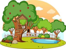 A simple tree house in nature background vector