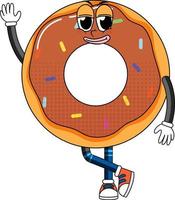 Donut cartoon character on white background vector