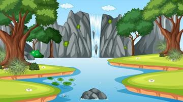 Nature scene with pond and trees vector