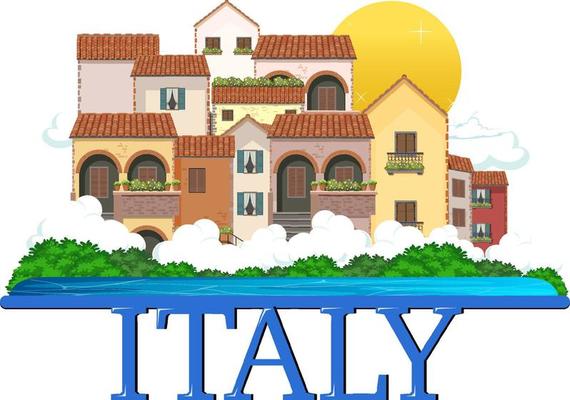 Travel Italy building attraction and landscape icon