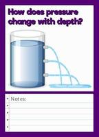 Science Experiment Log Worksheet of pressure change with depth vector