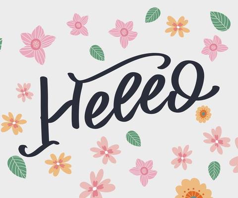 Hello in hand drawn style. Hello world. Lettering design concept. White background. Hand lettering typography. New year party. Hello quote message bubble. Hello symbol.