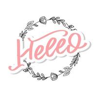 Hello in hand drawn style. Hello world. Lettering design concept. White background. Hand lettering typography. New year party. Hello quote message bubble. Hello symbol. vector