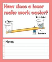 Science Experiment Record Worksheet of lever vector