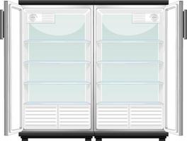 Refrigerator with opened door vector