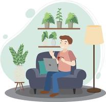 Work at home concept in flat design vector