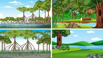 diferentes escenas de bosque vacío vector