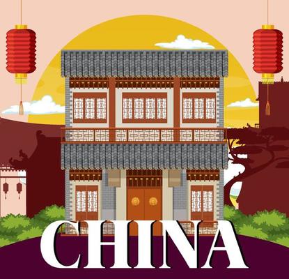 Chinese tradition house building background