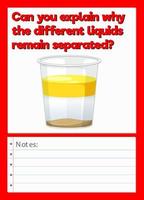 Science Experiment Record Worksheet of different liquids vector