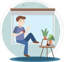 Work at home concept in flat design vector