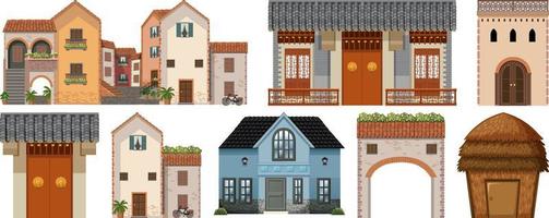 Different design of buildings on white background vector