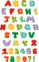 Font design for english alphabets and numbers vector