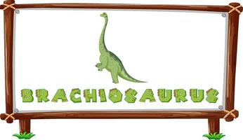 plantilla de marco con dinosaurios y diseño de braquiosaurio de texto dentro vector