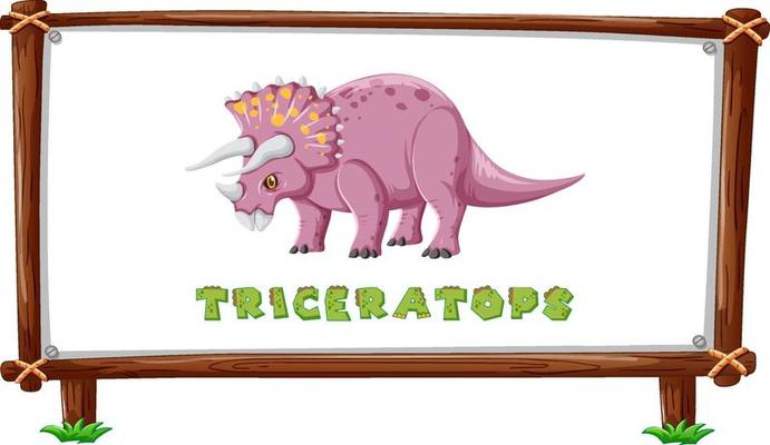 Frame template with dinosaurs and text triceratops design inside