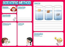 The science method worksheet for children vector