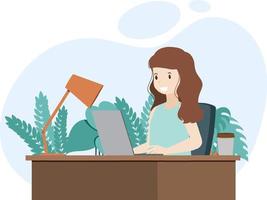 Work at home concept in flat design vector