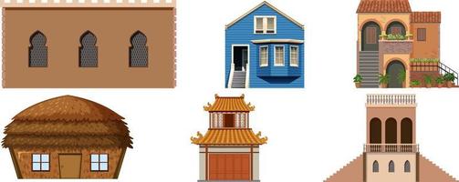 Different designs of buildings around the world vector