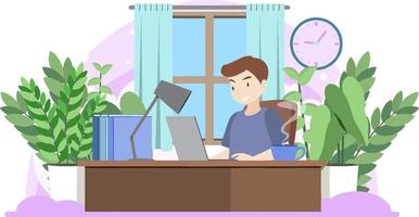 Work at home concept in flat design vector