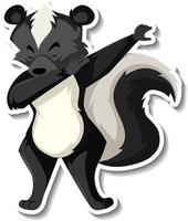 Skunk dabbing animal cartoon sticker vector