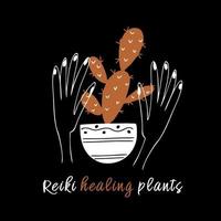 Plantas curativas de reiki. esotérico. vector. vector