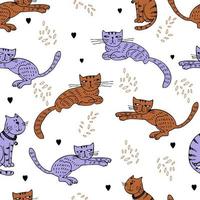 Seamless pattern with cute cats . Vector. vector