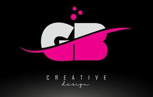 logotipo de letra gb g bwhite y pinkw con swoos y puntos.. vector