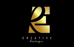 Golden Letters ER Logo with a minimalist design. Letters E and R with geometric and handwritten typography. vector