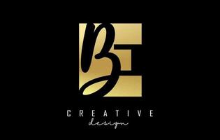 Golden Letters EB Logo with a minimalist design. Letters E and B with geometric and handwritten typography. vector