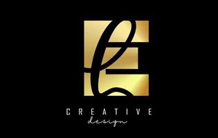 Golden Letters EL Logo with a minimalist design. Letters E and L with geometric and handwritten typography. vector