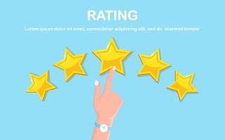 Star rating. Client feedback, customer review. Survey for marketing service. Vector fkat design