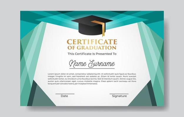 Modern Certificate of Graduation Template with Toga Hat