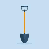 Shovel, spade isolated on background. Garden tools, digging element, equipment for farm. Spring work. Vector cartoon flat design