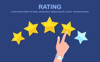 Star rating. Client feedback, customer review. Survey for marketing service. Vector fkat design