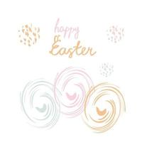 Modern pastel Easter greeting card with Easter eggs in hand drawn style vector