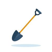 Shovel, spade isolated on background. Garden tools, digging element, equipment for farm. Spring work. Vector cartoon flat design