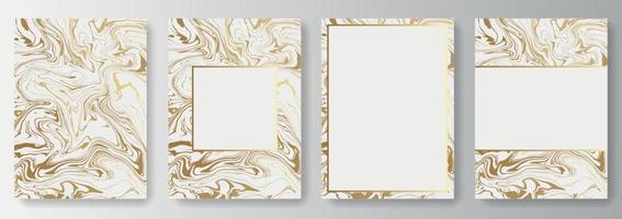 Set Collection of white backgrounds with golden patterns and frames vector