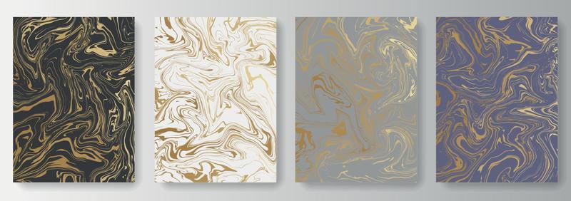 Set Collection of backgrounds with abstract gold paint pattern
