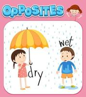 Opposite words for dry and wet vector