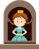 Fantasy princess character  by the window on white background vector