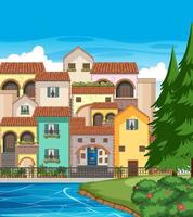 Italy town style house and building landscape vector