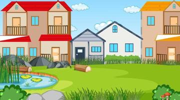 Scene with house and garden vector