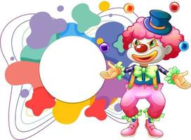 lindo payaso con banner de marco colorido en blanco vector