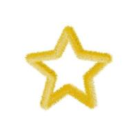 Yellow furry star icon. Fluffy and soft star. Editable creative template. Soft and realistic shiny feathers. Fluffy yellow isolated on white background. vector