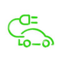 Electric car icon with grass. Sustainable symbol. Green vehicle, environmental ecology icon. Editable creative template. Soft and realistic grass. Fluffy green isolated on white background. vector