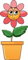 A flower cartoon character on white background vector