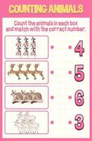 Match by count with different types of animals vector