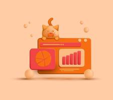 stats data analytics dashboard concept with 3D cute vector