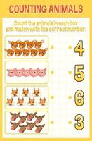 Match by count with different types of animals vector