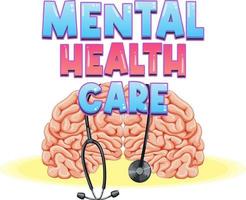 diseño de carteles con la palabra cuidado de la salud mental vector