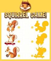 A squirrel matching game worksheet for children vector